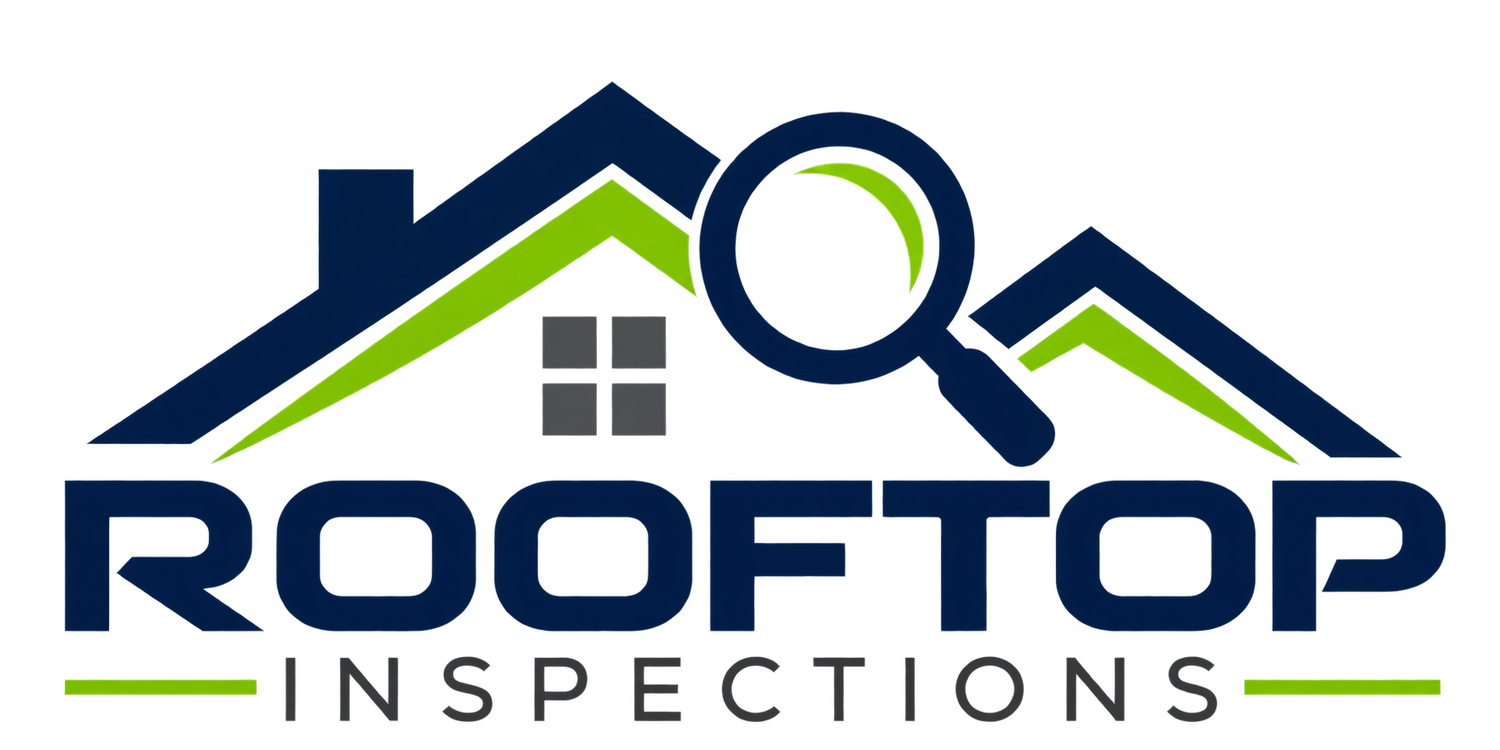 blue and green rooftop inspections company logo pensacola florida